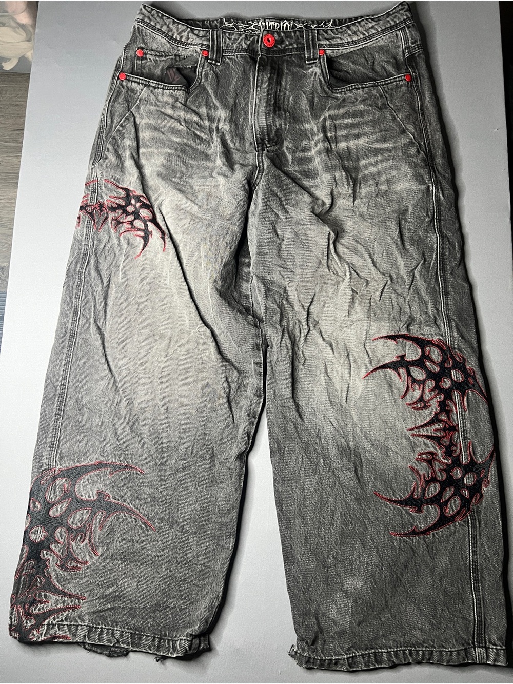 Vitriol Void Brimstone Wash Ultra Wide Canvas Pants